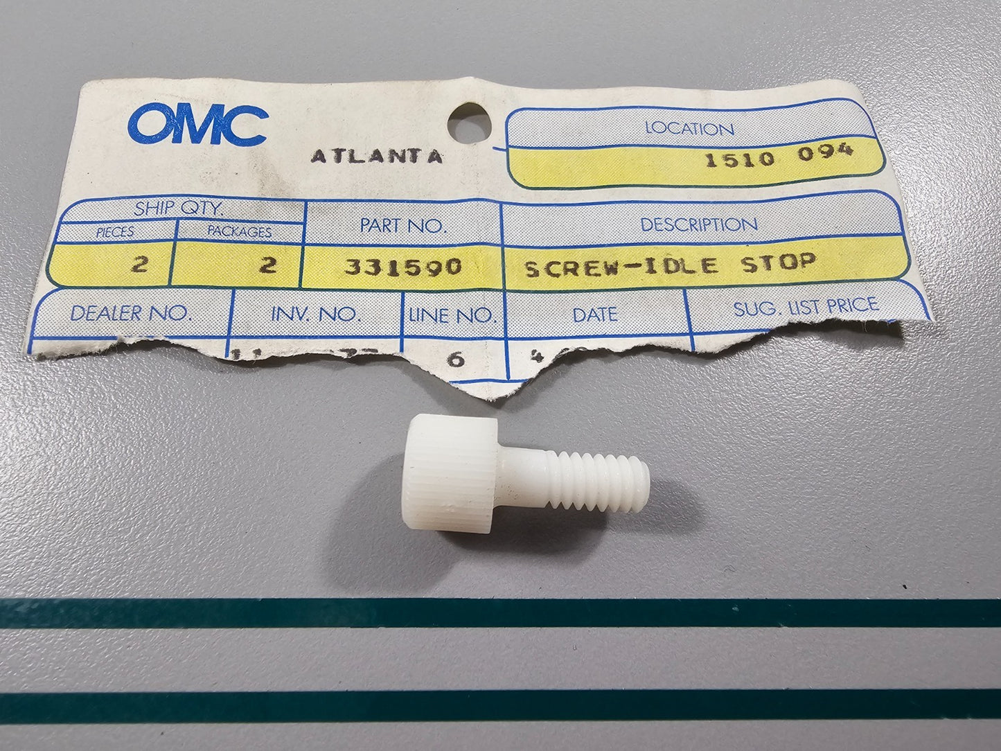 NEW OEM 331590 0331590 OMC Johnson Evinrude Idle Stop Screw 0810