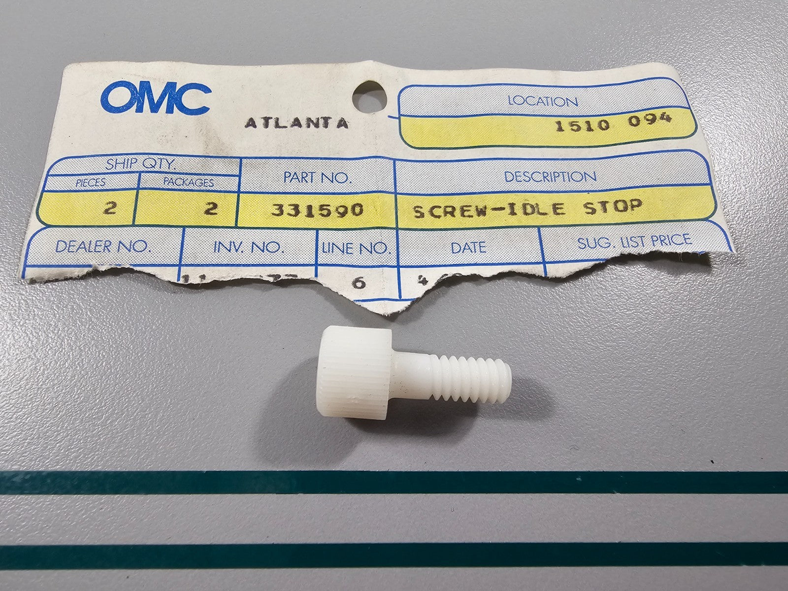 NEW OEM 331590 0331590 OMC Johnson Evinrude Idle Stop Screw 0810
