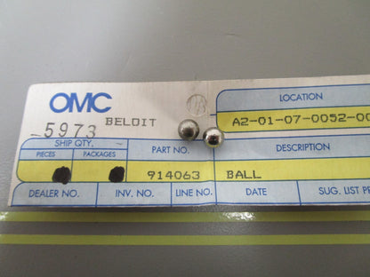 *NEW OEM* (LOT OF 2) 0810 OMC Johnson Evinrude Ball 914063 0914063