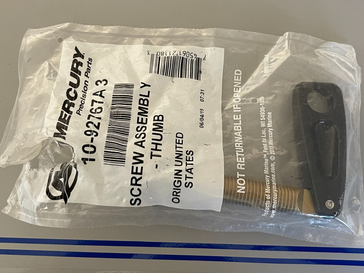 *NEW OEM* 0810 Mercury Quicksilver Thumb Screw Assembly 10-92767A3