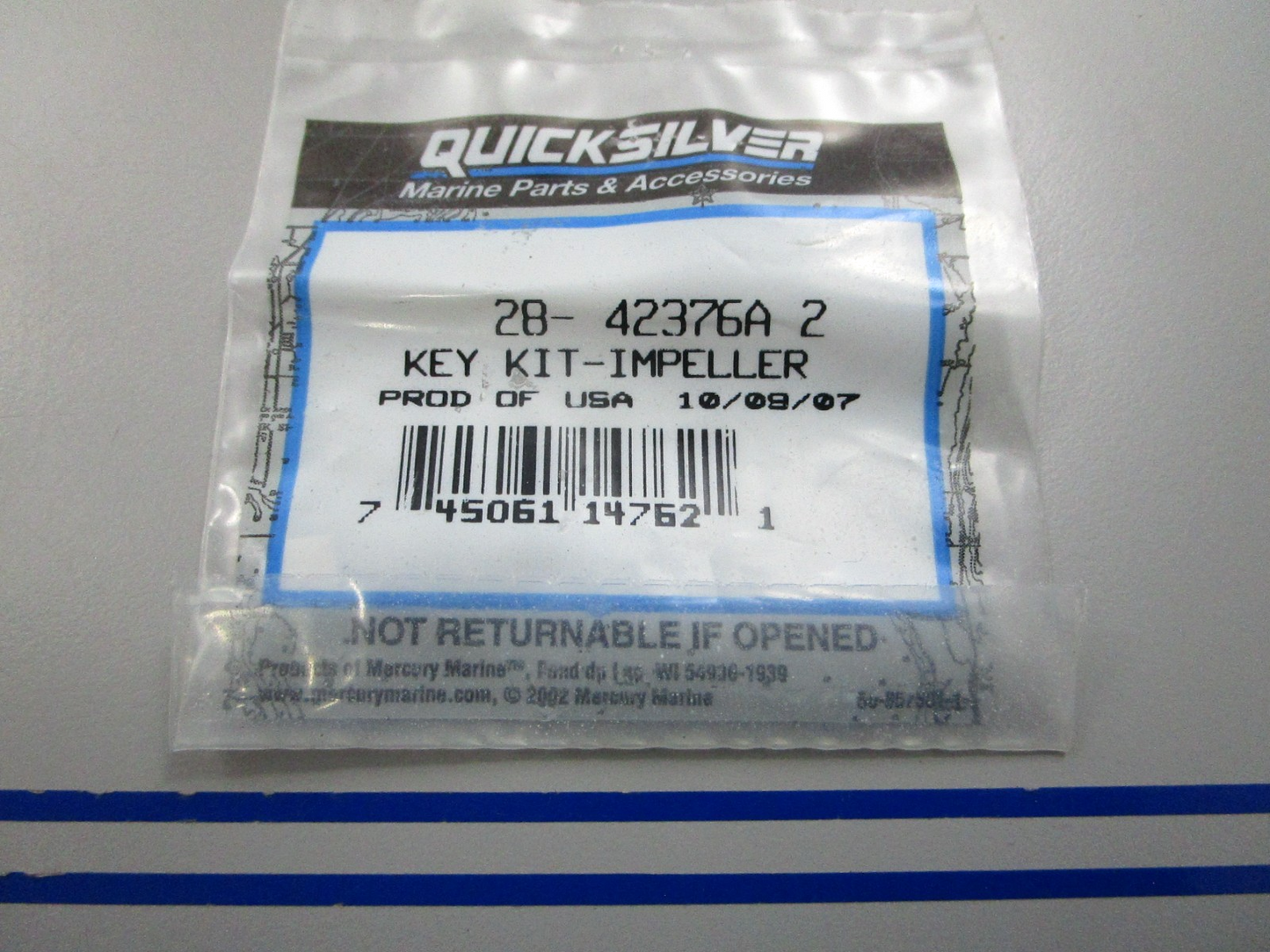 NEW OEM 28-42376A2 Mercury Quicksilver Impeller Key Kit 0810