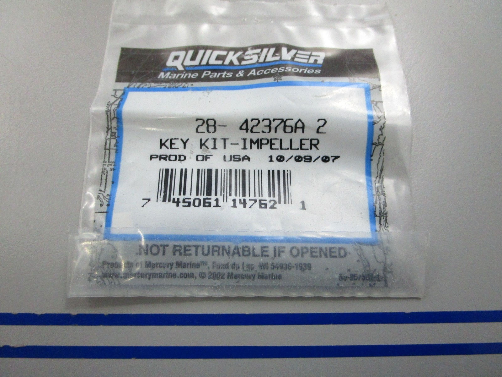 NEW OEM 28-42376A2 Mercury Quicksilver Impeller Key Kit 0810