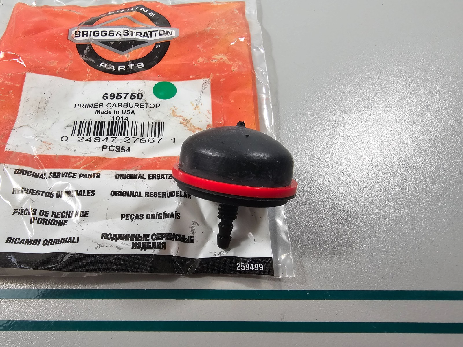 NEW OEM 695750 Briggs & Stratton Carburetor Primer 0810