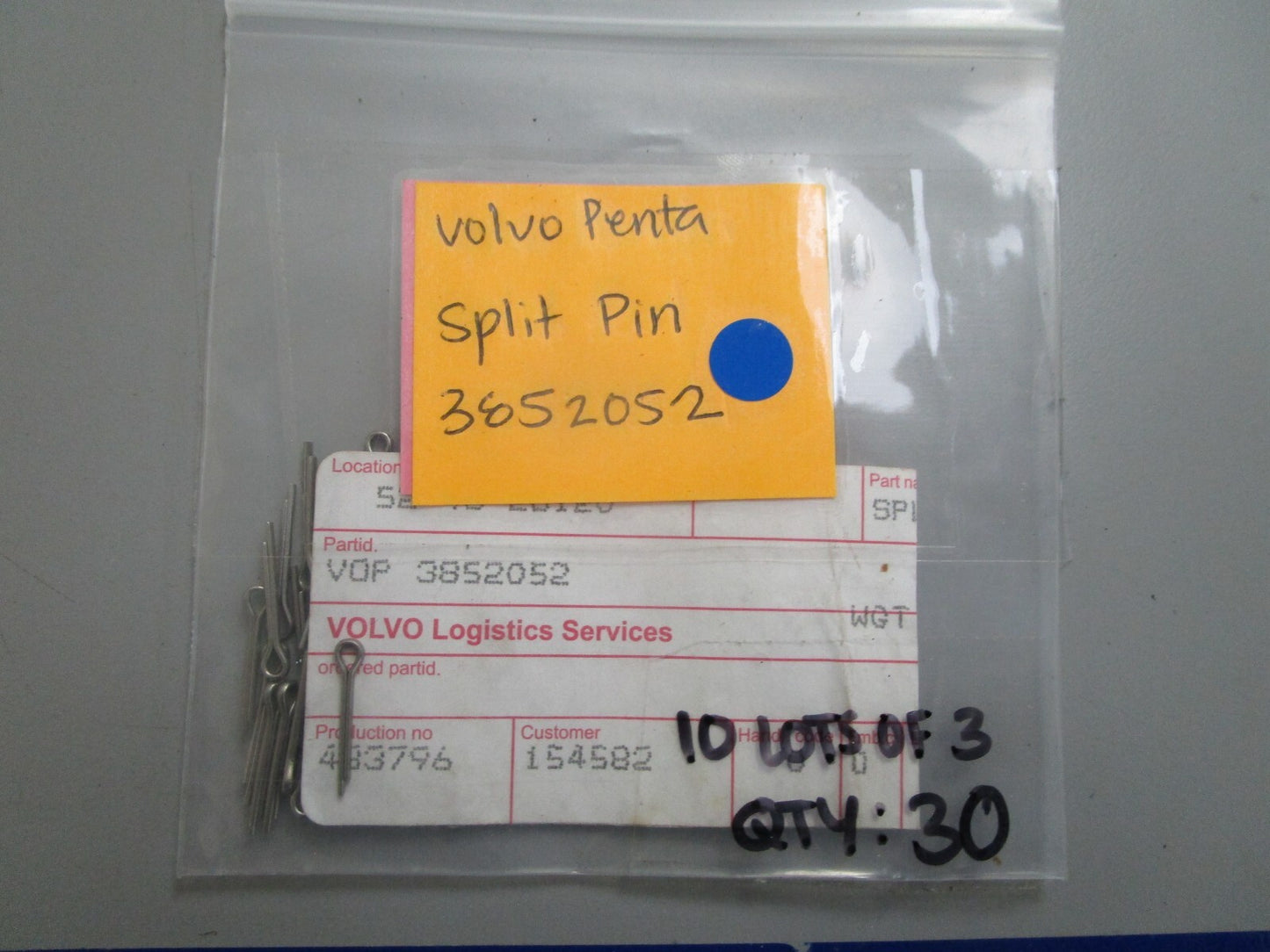 *NEW OEM* (LOT OF 3) 0810 Volvo Penta Split Pin 3852052