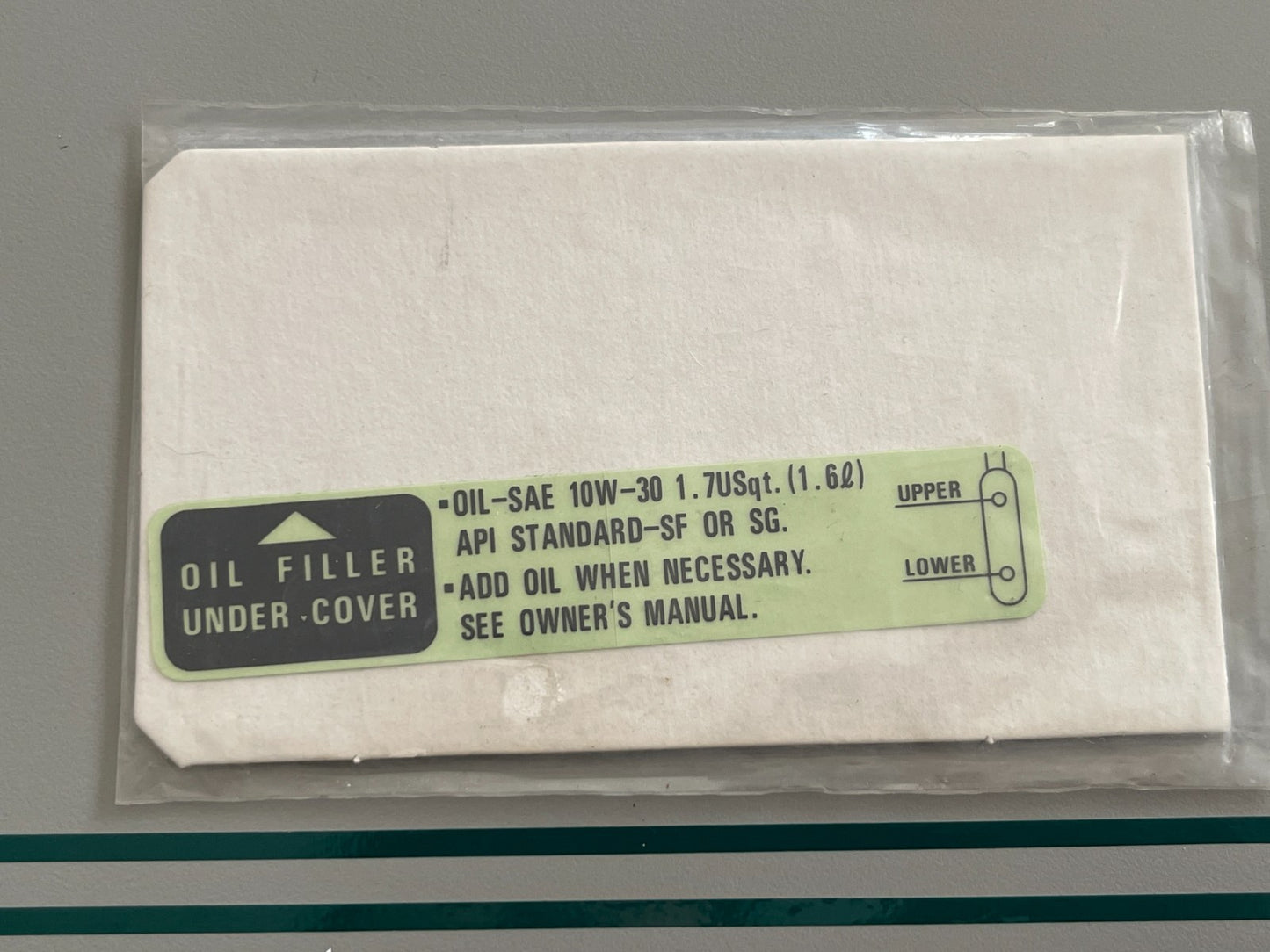 NEW OEM 87531-ZV7-000 Honda Oil Caution Label 0810