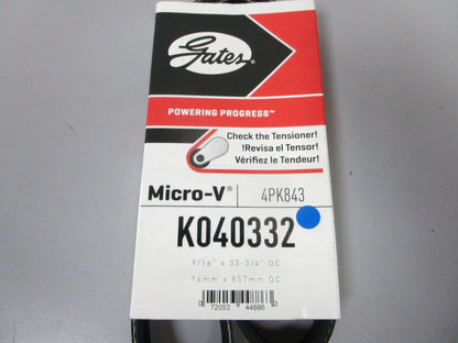 NEW K040332 Gates Micro-V 9/16" x 33 ¾" Serpentine Belt 0720