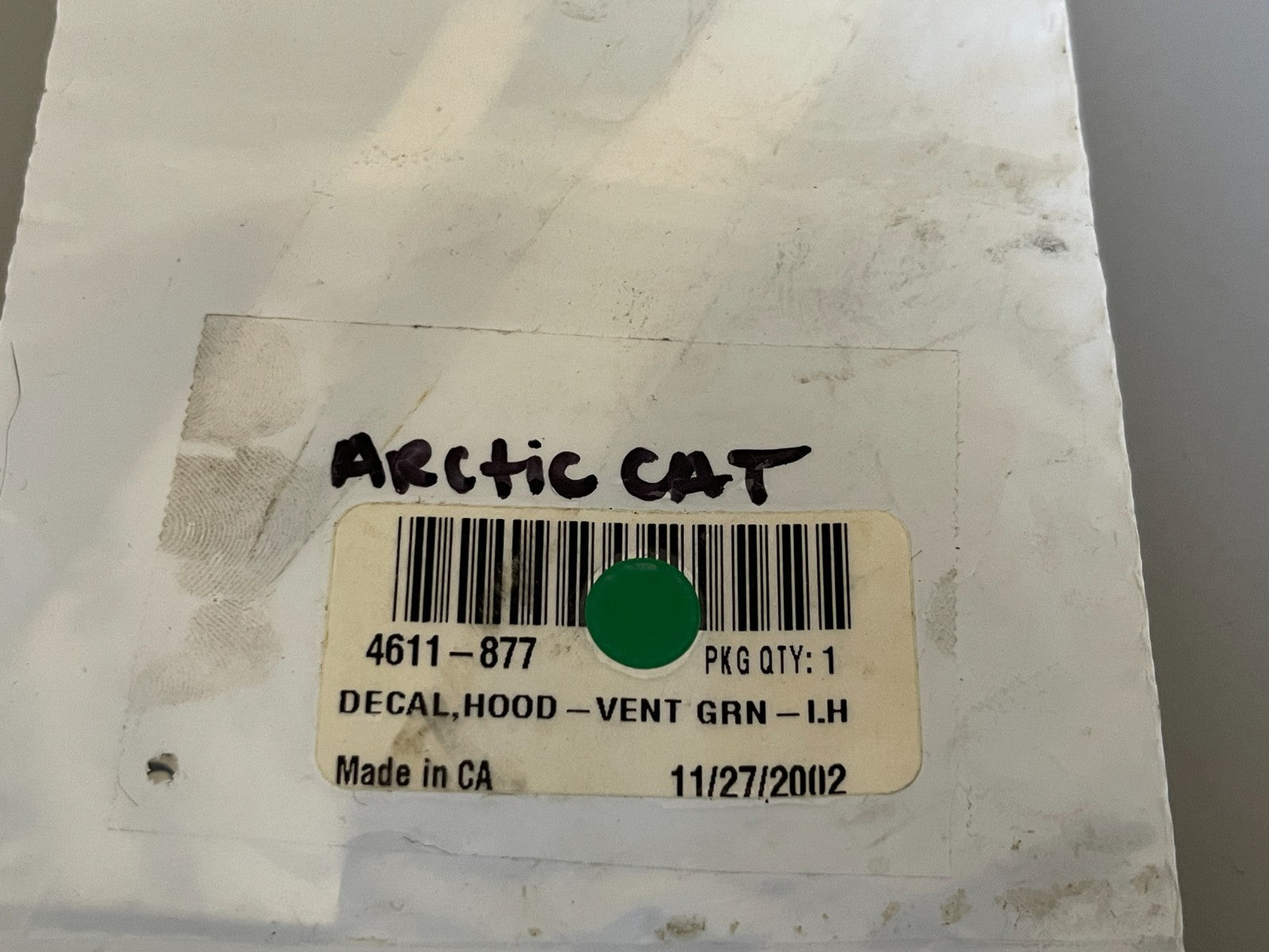 NEW OEM 4611-877 Arctic Cat Green Left Hood Vent Decal 0810