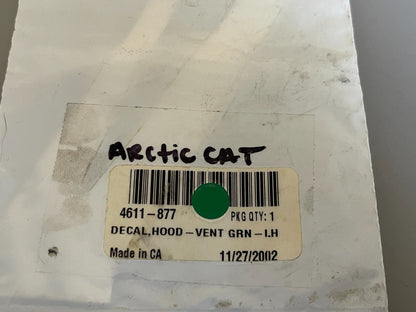 NEW OEM 4611-877 Arctic Cat Green Left Hood Vent Decal 0810