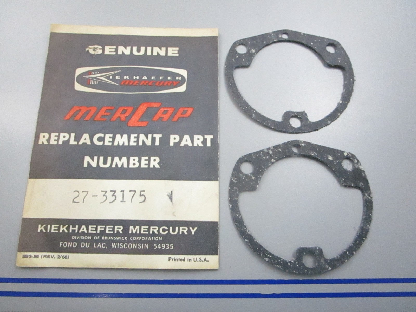 NEW OEM (LOT OF 2) 27-33175 Mercury Quicksilver Gasket 0810