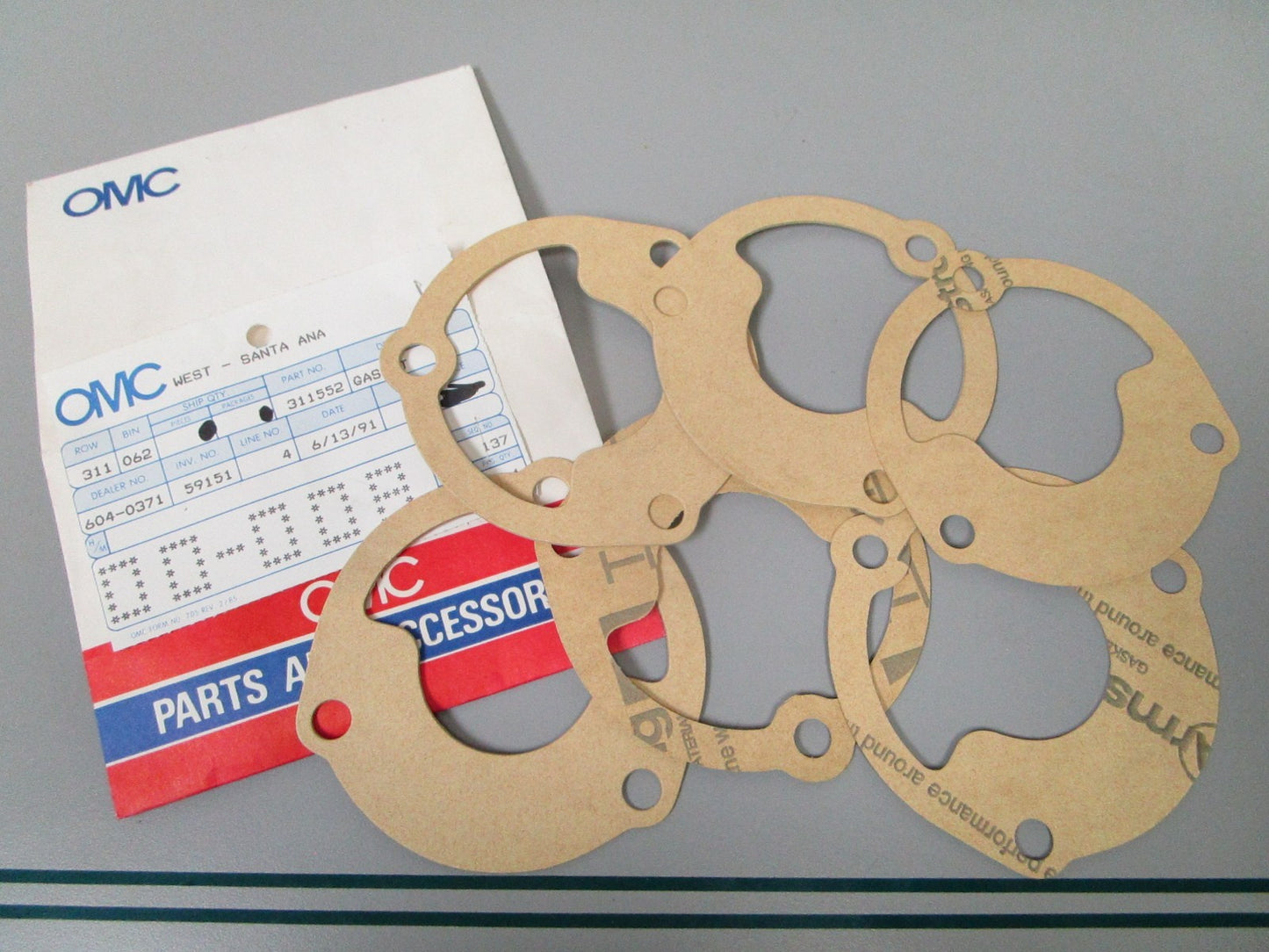 NEW OEM (LOT OF 6) 311552 0311552 OMC Johnson Evinrude Exhaust Elbow Gasket 0810