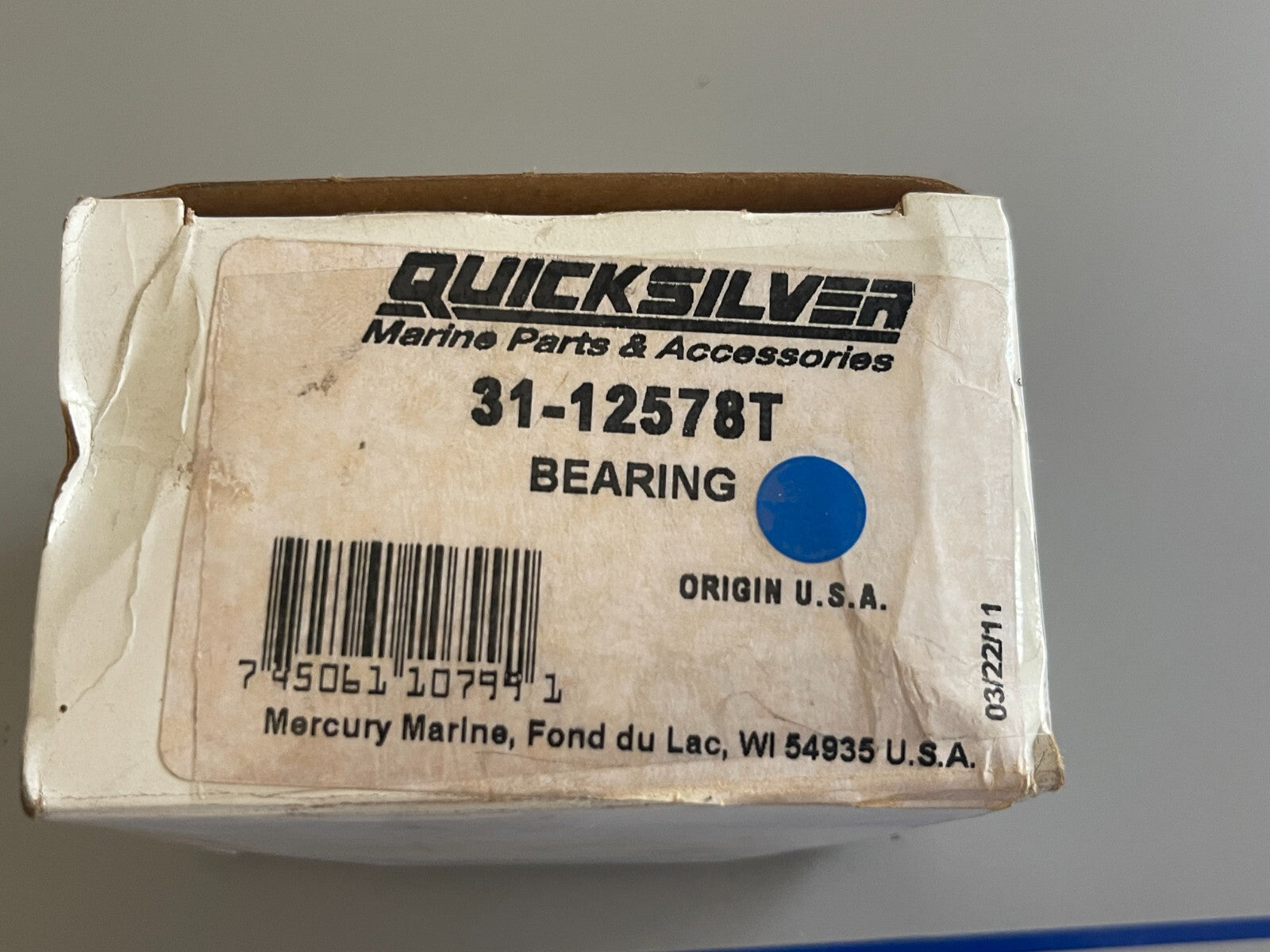 *NEW OEM* 0720 Mercury Quicksilver Bearing 31-12578T