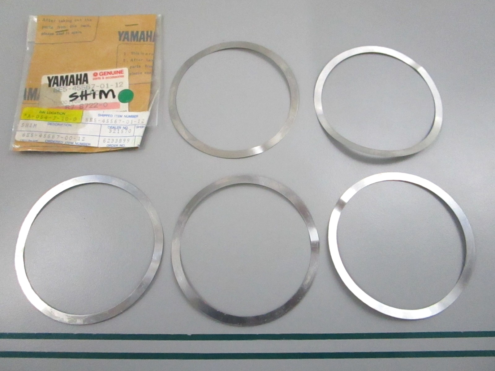 NEW OEM  (LOT OF 5) 6E5-45567-01-12 Yamaha Shim 0810