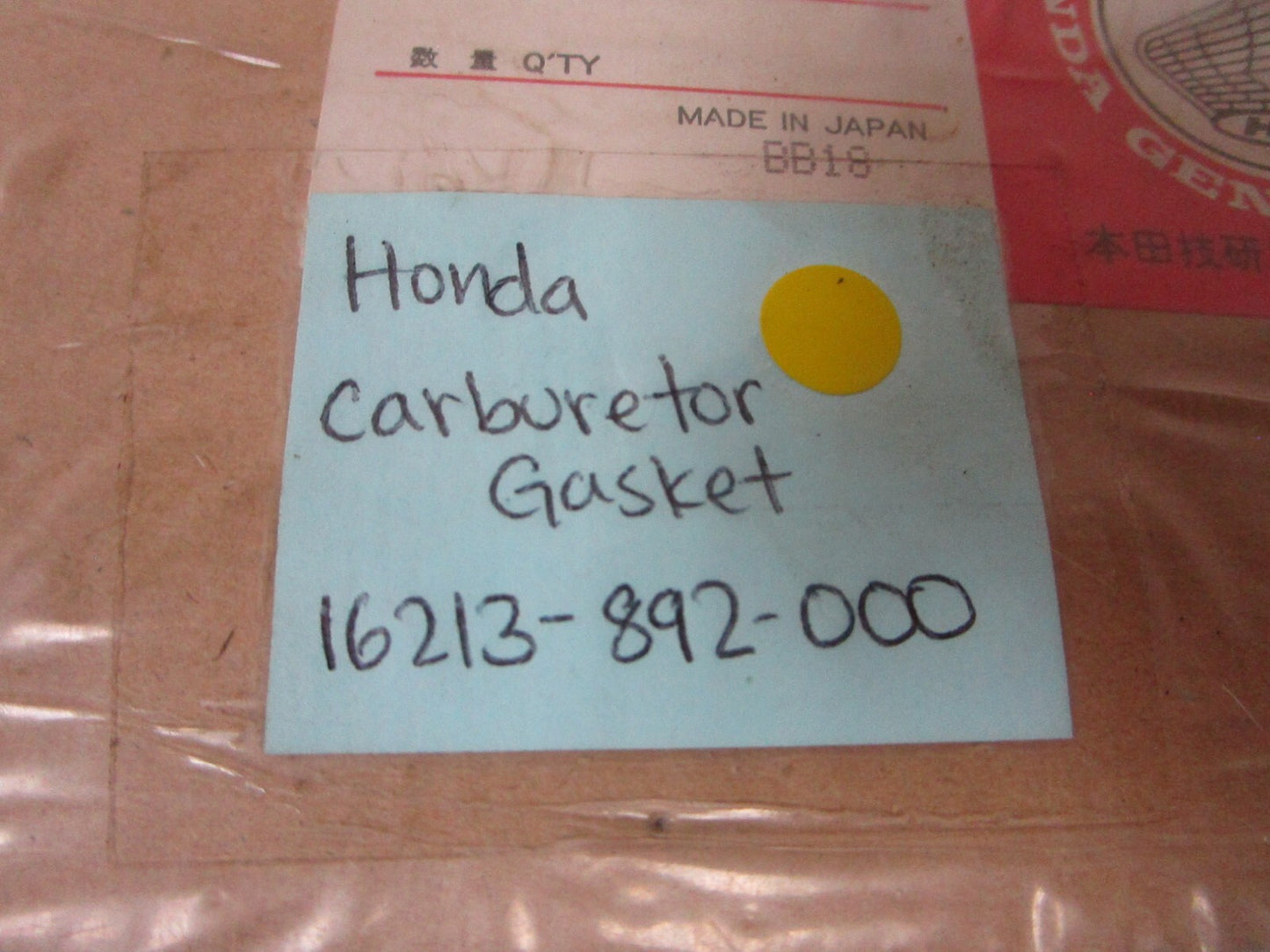 *NEW OEM* 0720 Honda Carburetor Gasket 16213-892-000