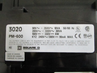 Square D PowerLogic 3020-PM600 Power Meter 600V AC NOS Genuine NEW OEM 0820