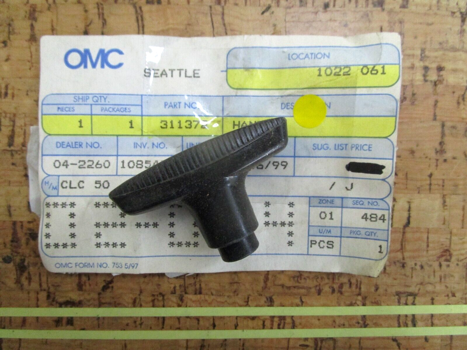 *NEW OEM* 0810 OMC Johnson Evinrude Handle 311372 0311372