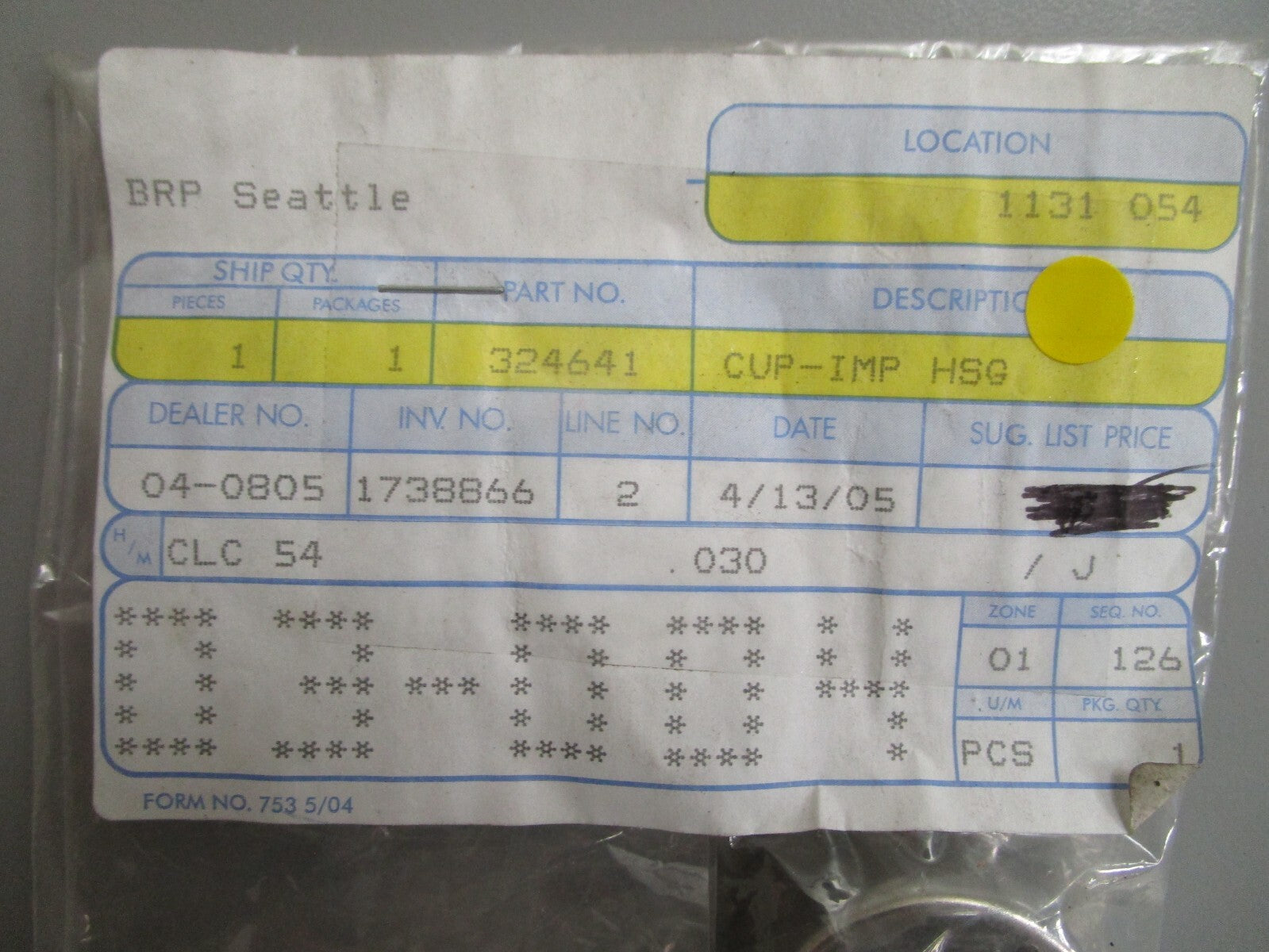 *NEW OEM* 0810 OMC Johnson Evinrude Impeller Housing Cup 324641 0324641