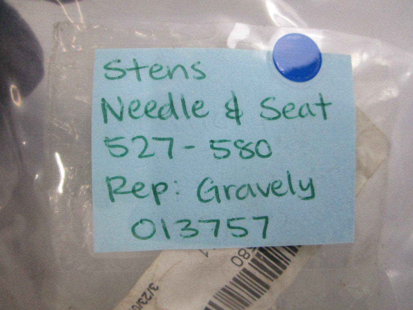 NEW 527-580 Replaces: Gravely 013757 Stens Needle & Seat 0810