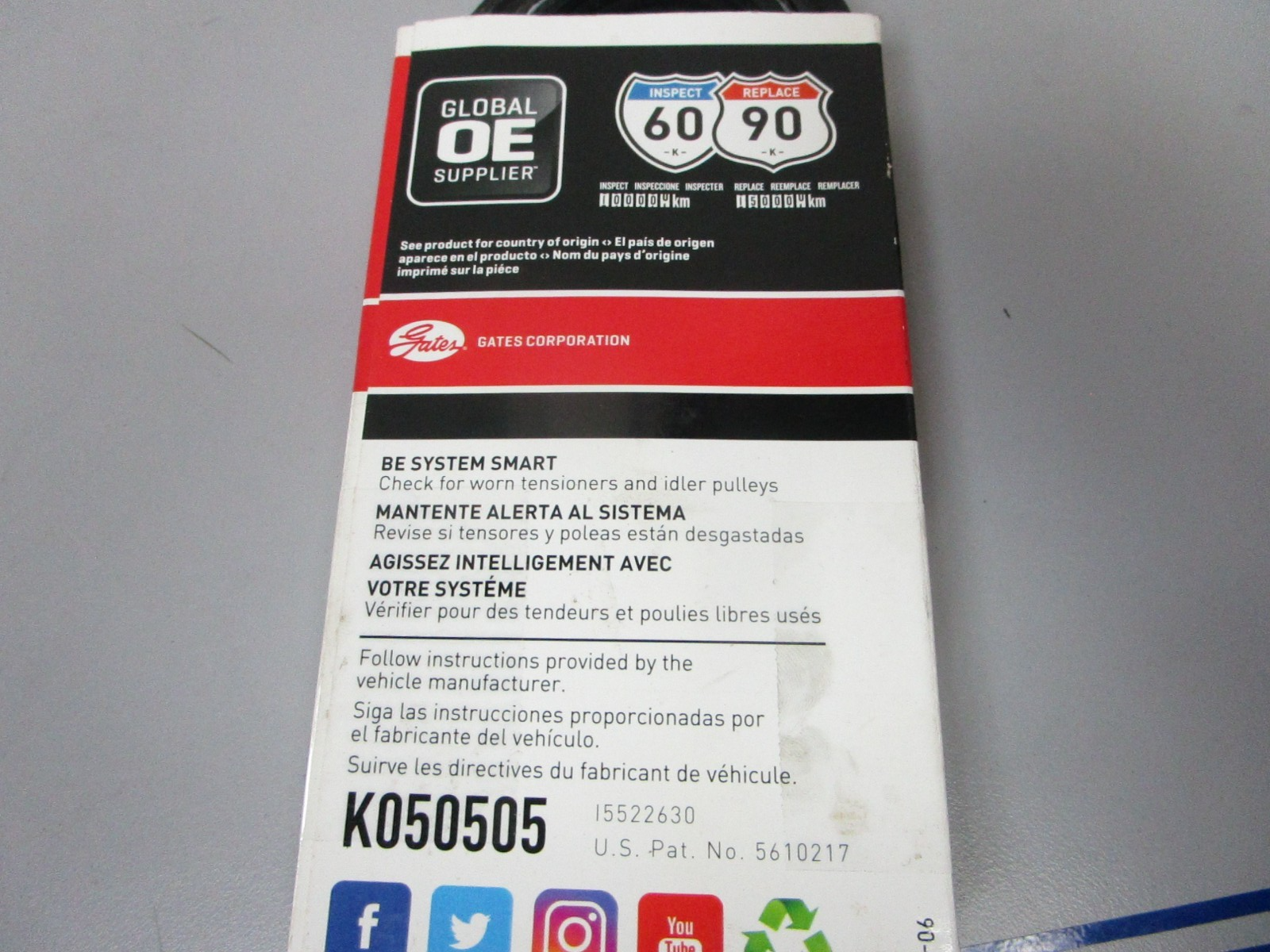 NEW K050505 Gates Micro-V 21/32" x 51" Serpentine Belt 0720
