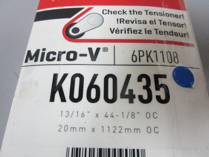 NEW K060435 Gates Micro-V 13/16" x 44 ⅛" Serpentine Belt 0720