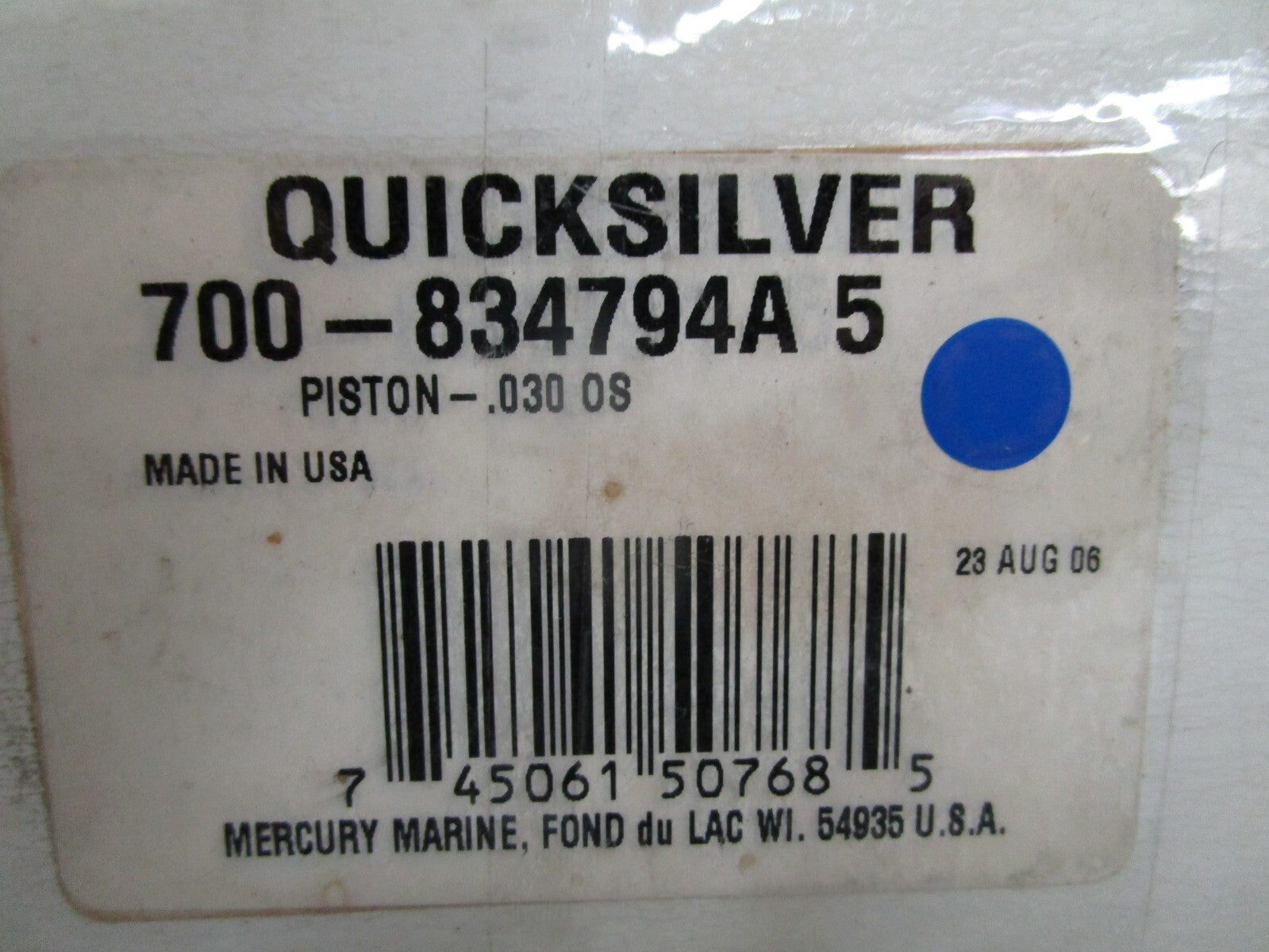 *NEW OEM* 0820 Mercury Quicksilver .030 OS Piston 700-834794A5