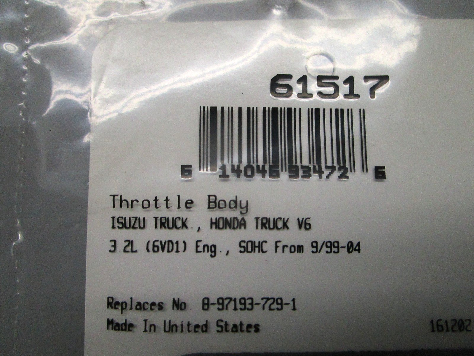 *NEW* 0810 Fel-Pro Throttle Body Gasket 61517