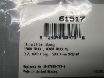 *NEW* 0810 Fel-Pro Throttle Body Gasket 61517