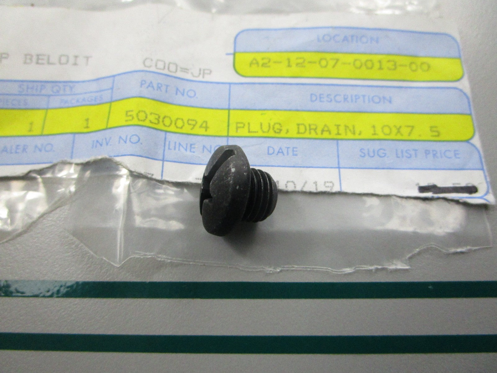 NEW OEM 5030094 OMC Johnson Evinrude Drain Plug 0810