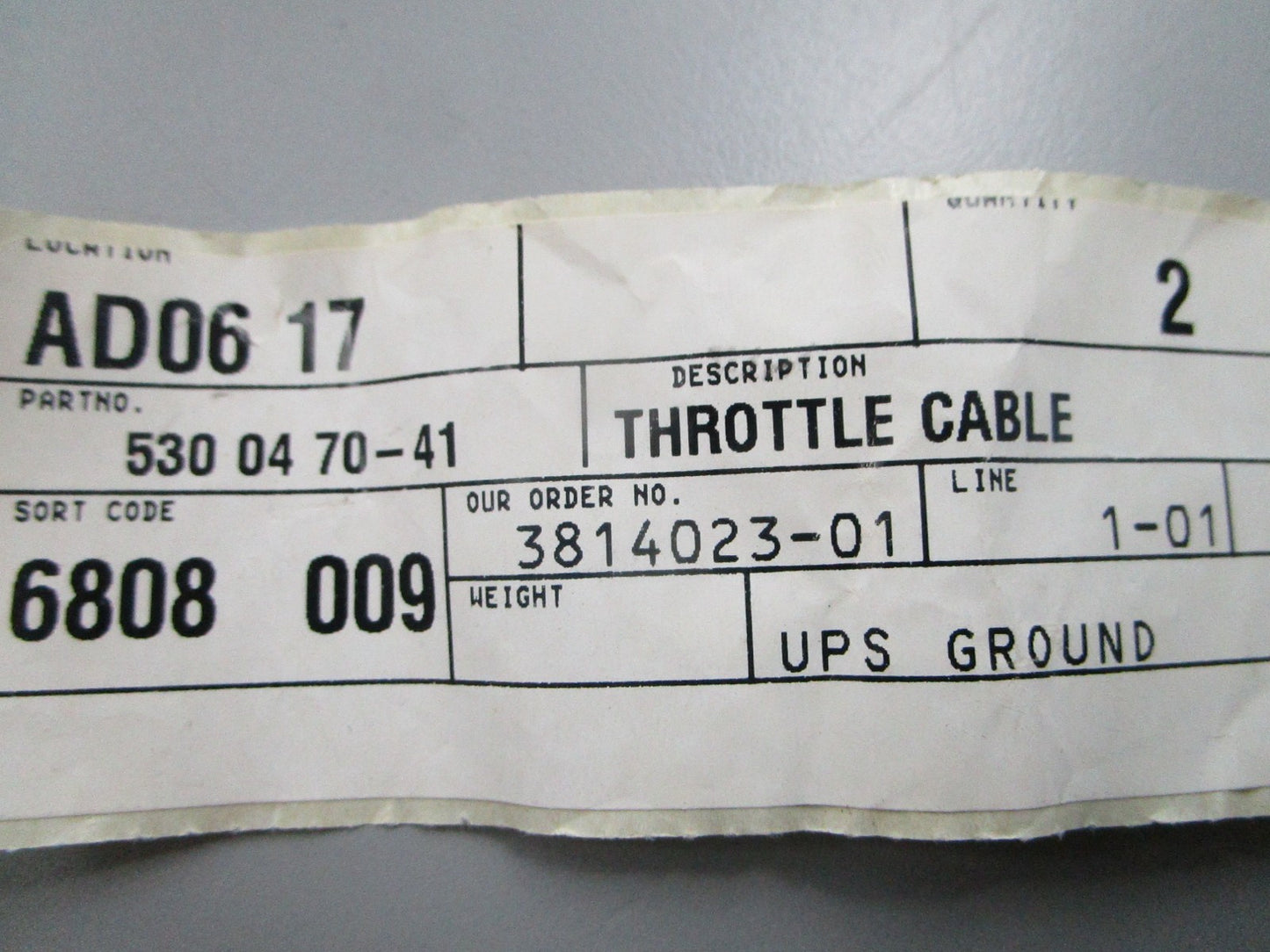NEW OEM Husqvarna 530 04 70-41 Throttle Cable 0810