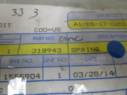 NEW OEM 318943 0318943 OMC Johnson Evinrude Spring 0810