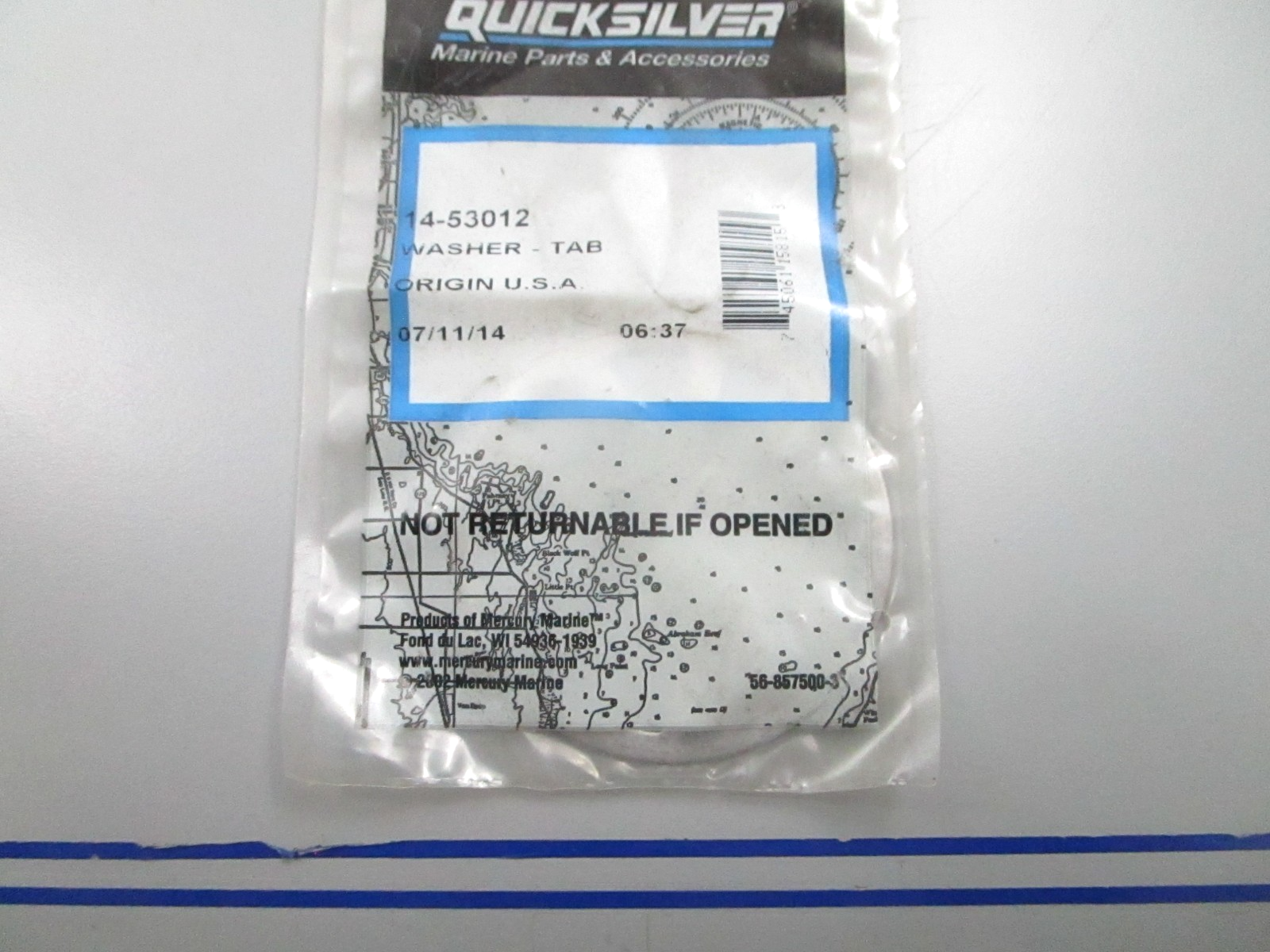 *NEW OEM* 0810 Mercury Quicksilver Tab Washer 14-53012