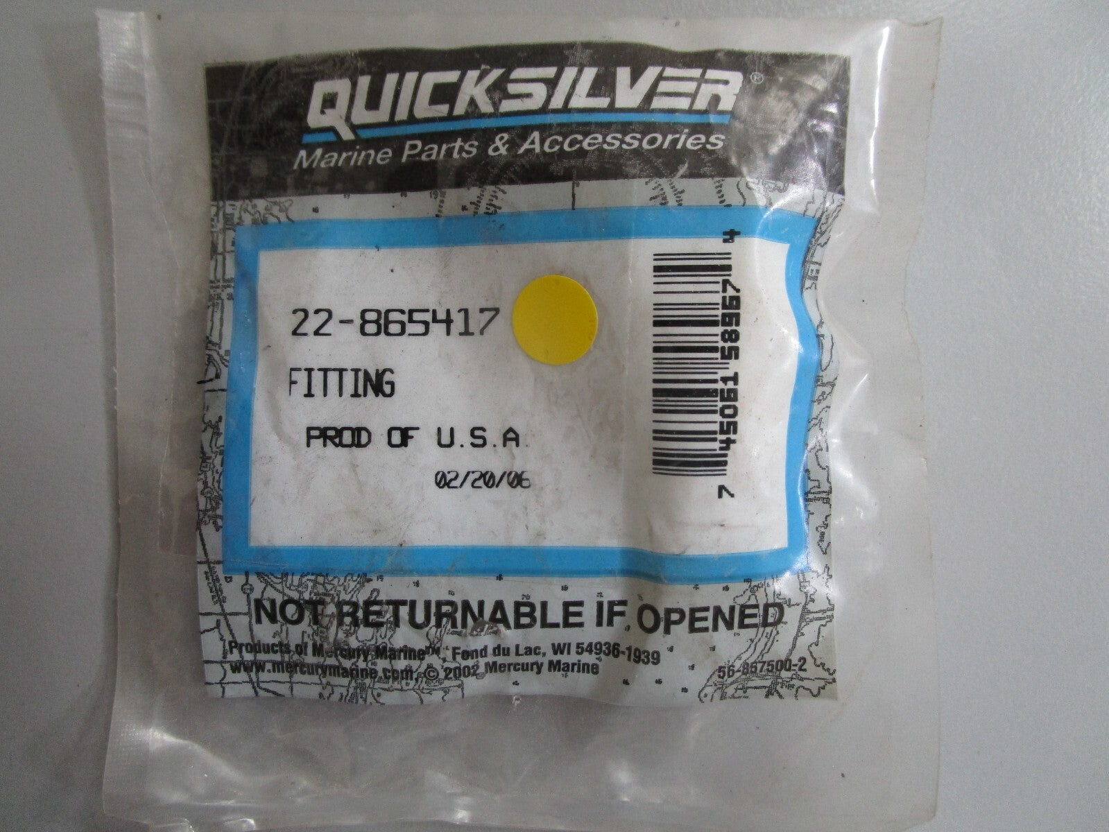 *NEW OEM* 0810 Mercury Quicksilver Fitting 22-865417
