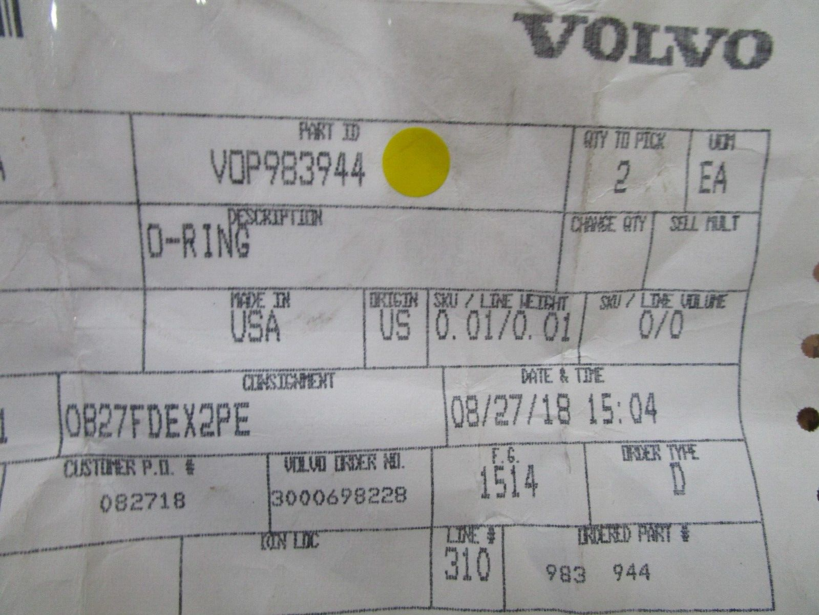 *NEW OEM* 0750 Volvo Penta O-RING 983944