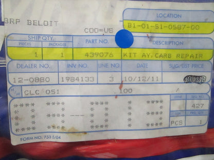 *NEW OEM* 0810 OMC Johnson Evinrude Carburetor Repair Kit 439076 0439076