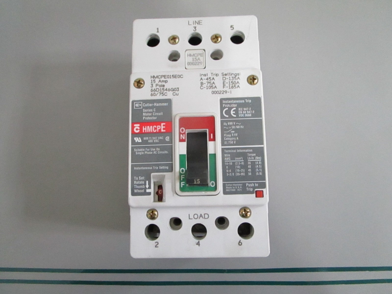 Cutler-Hammer HMCPE015E0C Motor Circuit Protector 3P 15A 480V NEW OEM 0820