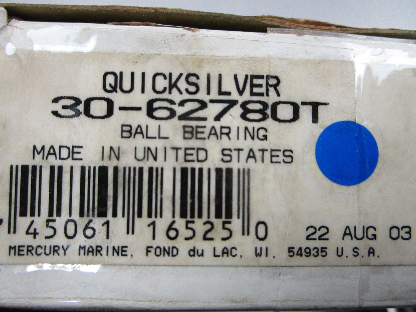 *NEW OEM* 0810 Mercury Quicksilver Ball Bearing 30-62780T