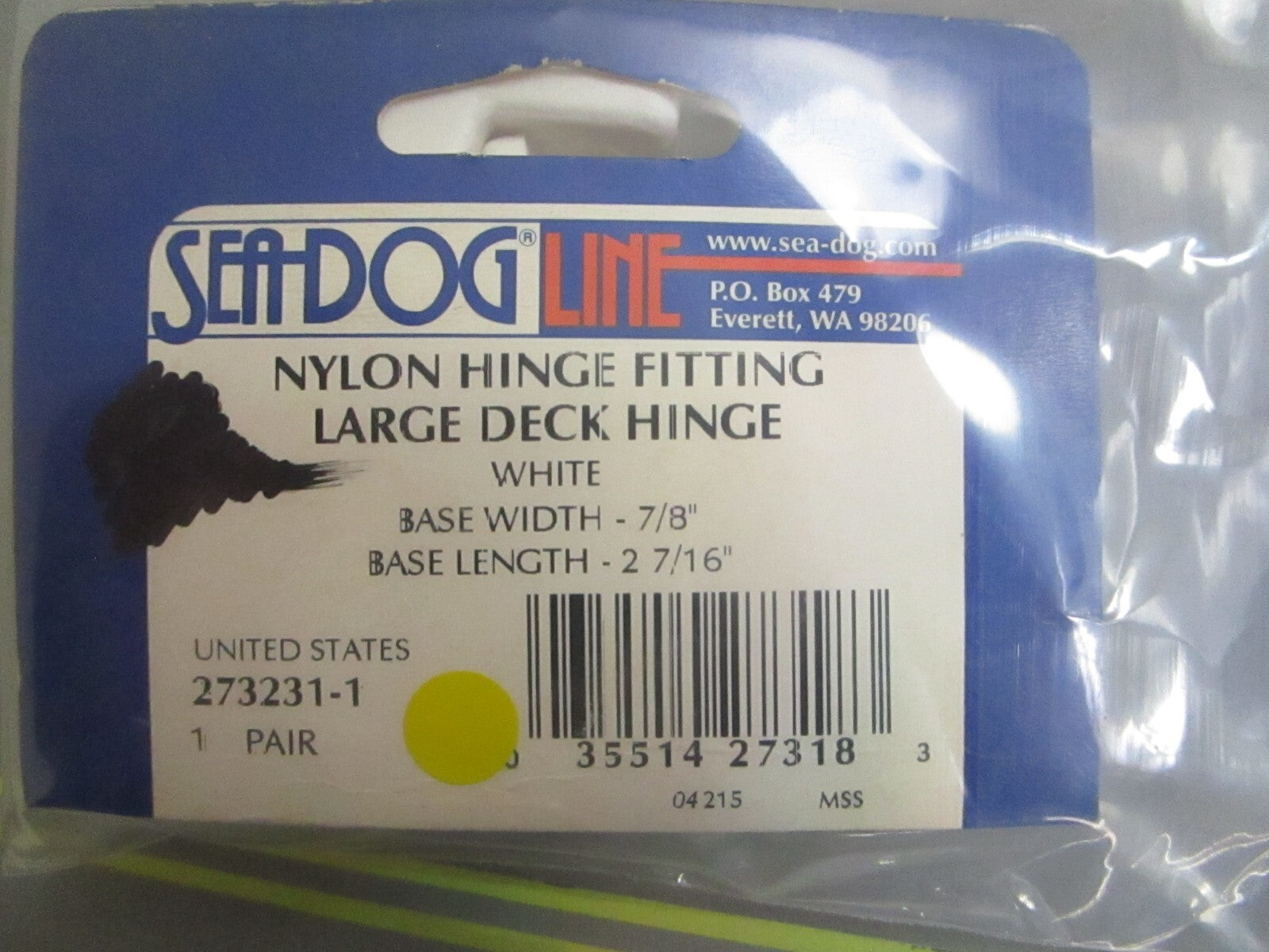 *NEW* 0810 Sea-Dog White Nylon Angled Large Deck Hinge 273231-1
