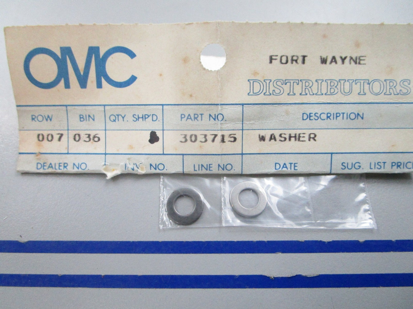 NEW OEM (LOT OF 2) 303715 0303715 OMC Johnson Evinrude Washer 0810