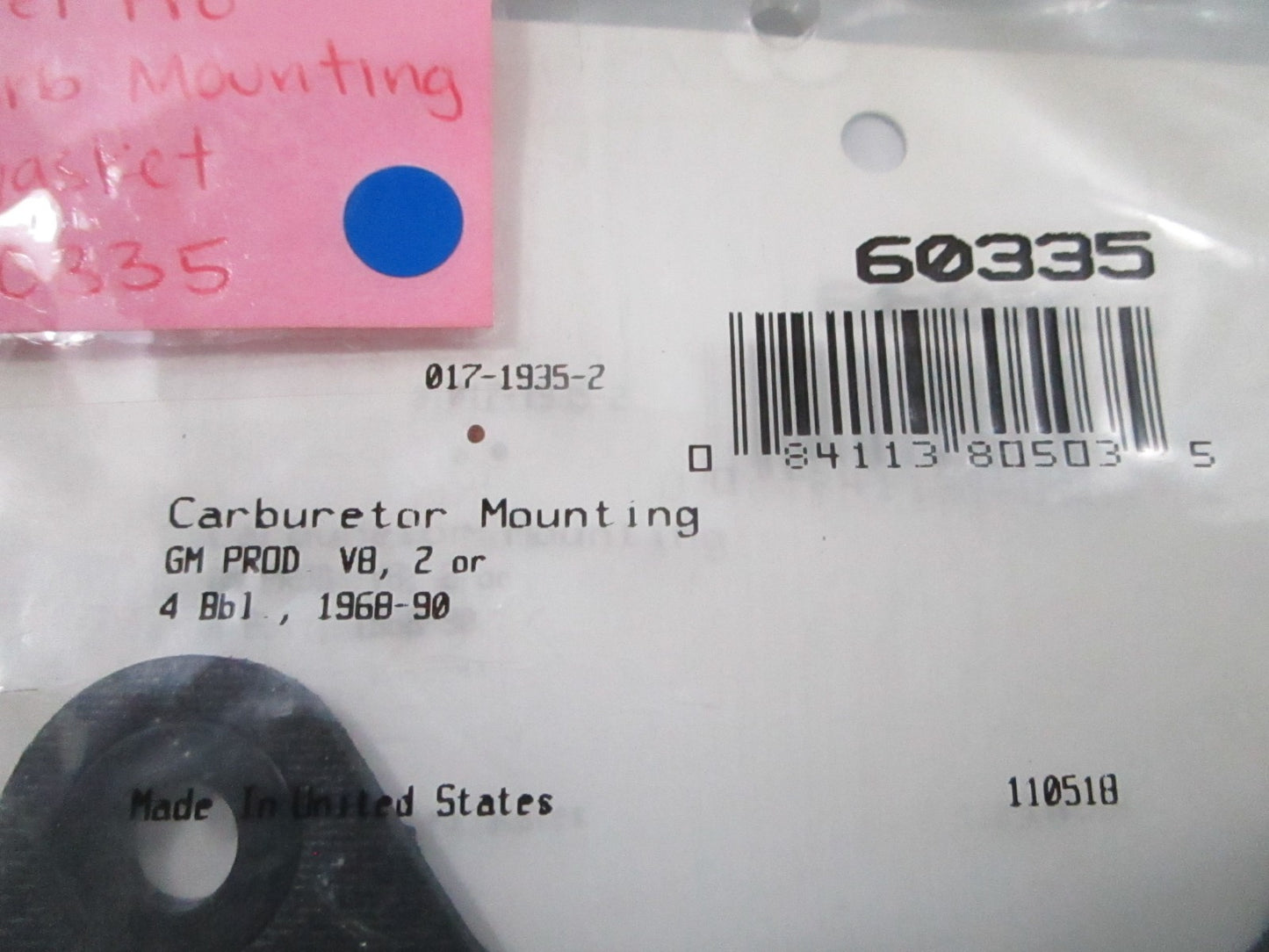 *NEW* 0810 Fel-Pro Carburetor Mounting Gasket 60335