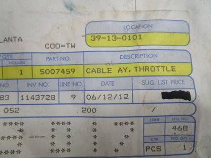 *NEW OEM* 0820 OMC Johnson Evinrude Throttle Cable Ay 5007459