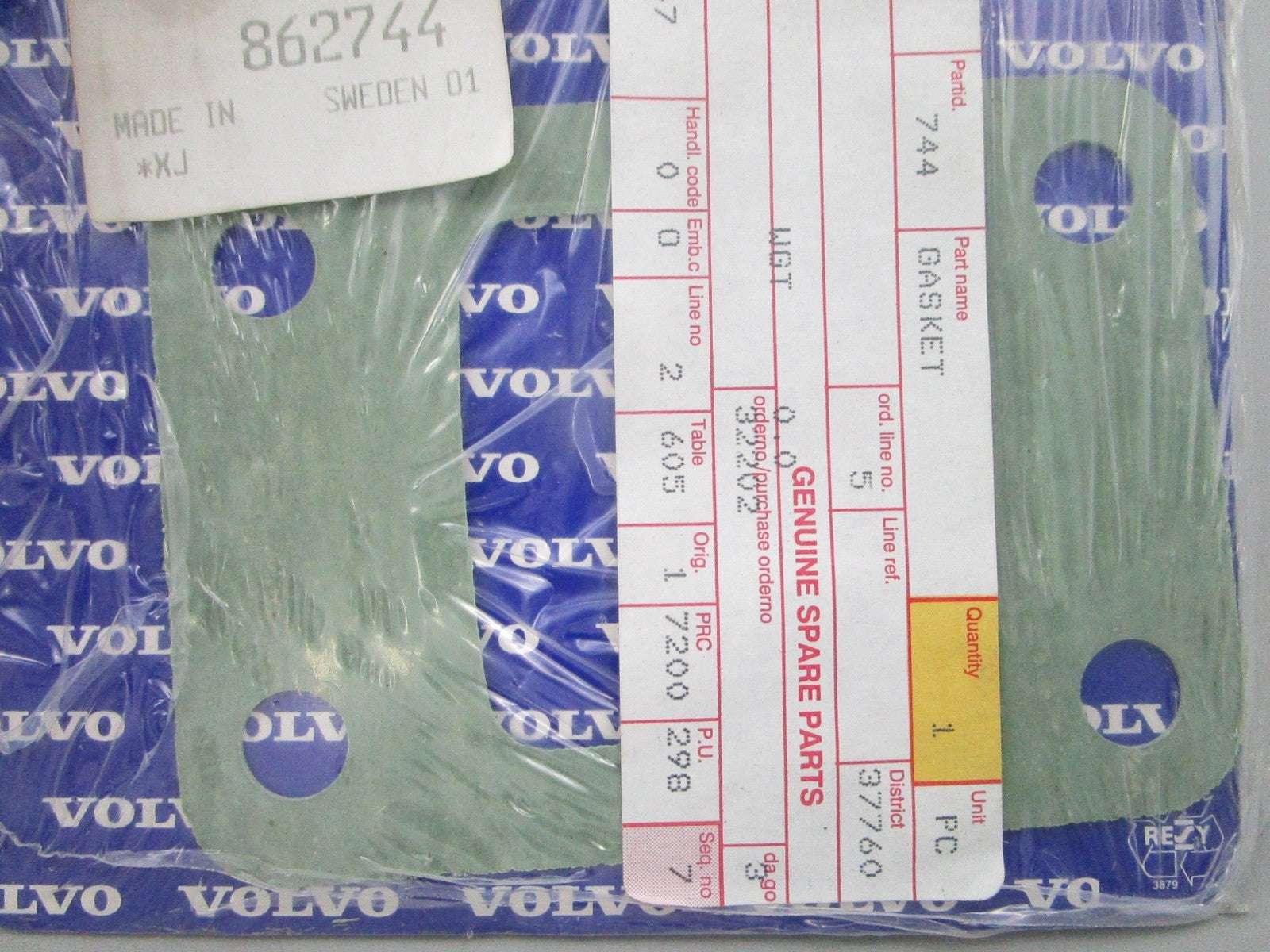 NEW OEM 862744 Volvo Penta Gasket 0810
