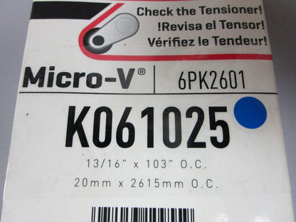 NEW K061025 Gates Micro-V 13/16" x 103" Serpentine Belt 0720