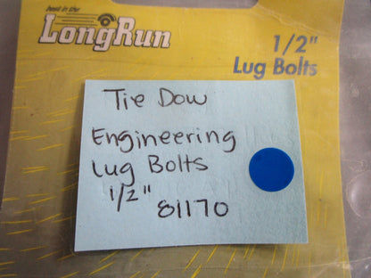 *NEW* (LOT OF 5) 0810 Tie Dow Engineering Lug Bolts 1/2" 81170