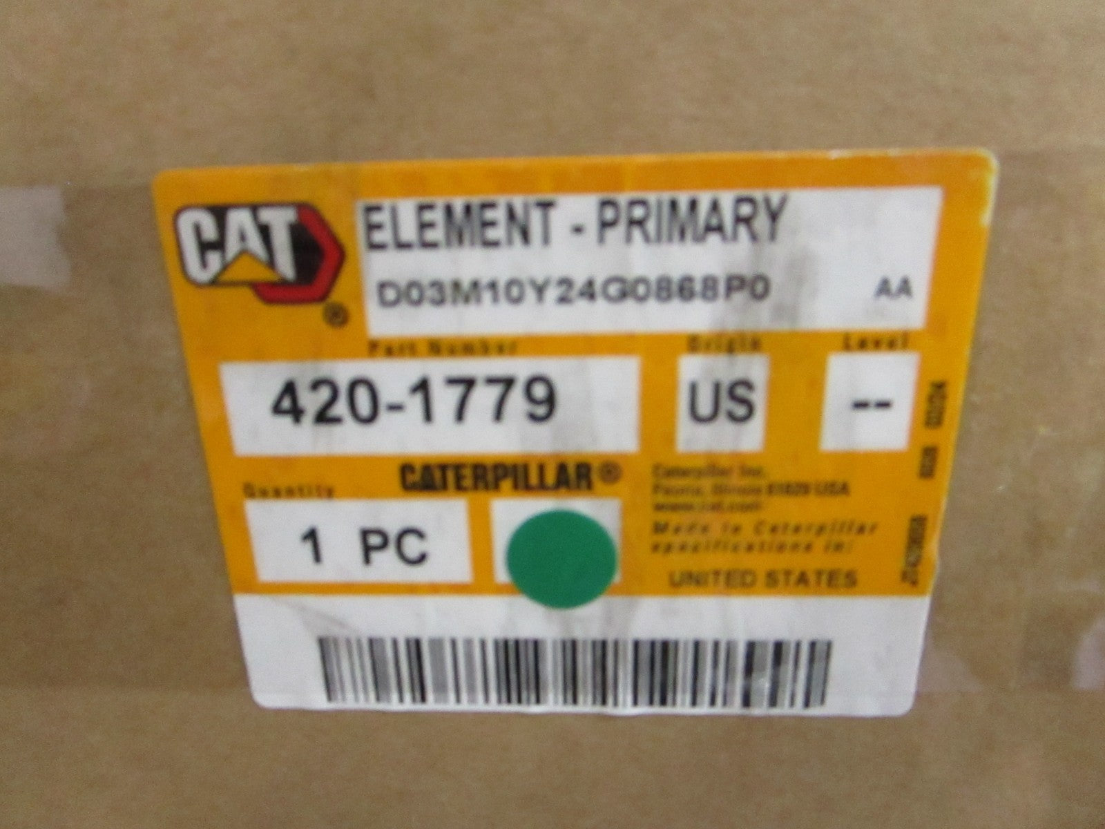 Caterpillar CAT 420-1779 Std Efficiency Primary Engine Air Filter NEW OEM 0820