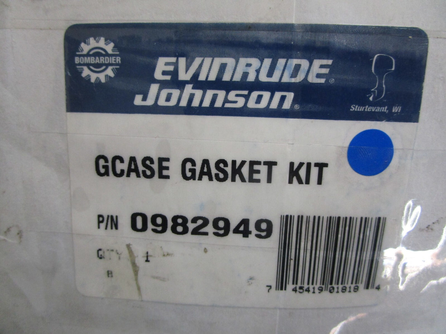 *NEW OEM* 0820 OMC Johnson Evinrude Gearcase Gasket Kit 982949 0982949