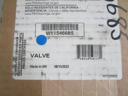 *NEW OEM* 0820 Whirlpool Water Valve W11546685