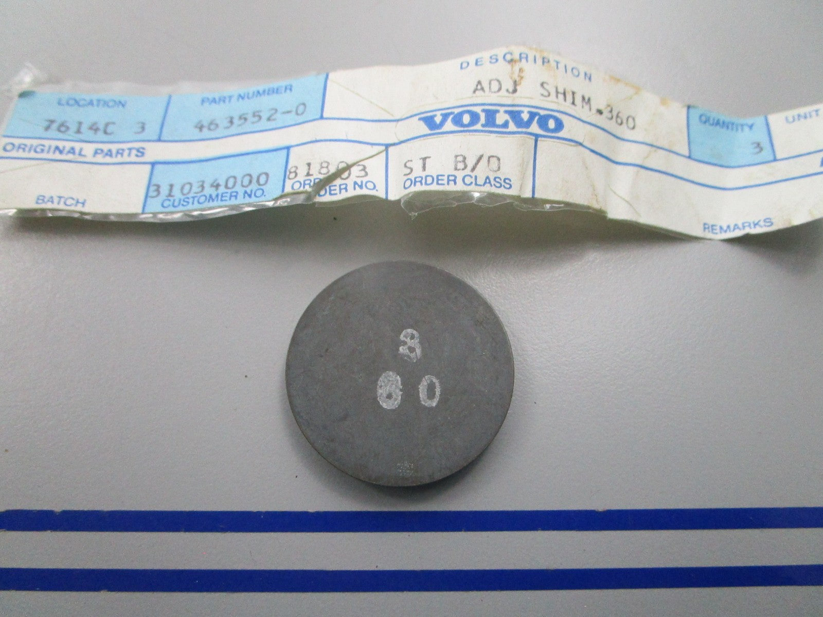 NEW OEM 463552 Volvo Penta 3.60mm Adjusting Washer 0810