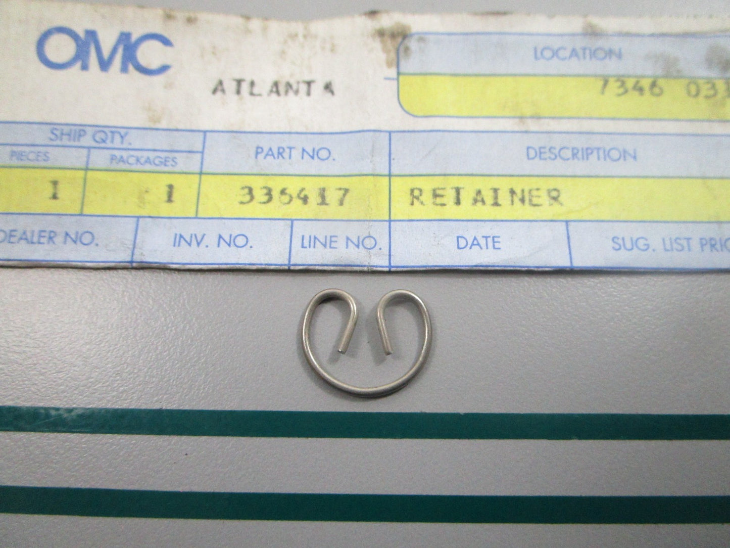 NEW OEM 336417 0336417 OMC Johnson Evinrude Retainer 0810