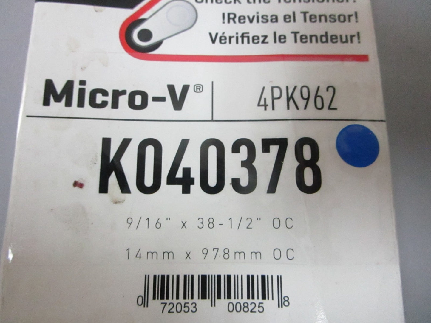 NEW K040378 Gates Micro-V 9/16" x 38 ½" Serpentine Belt 0720
