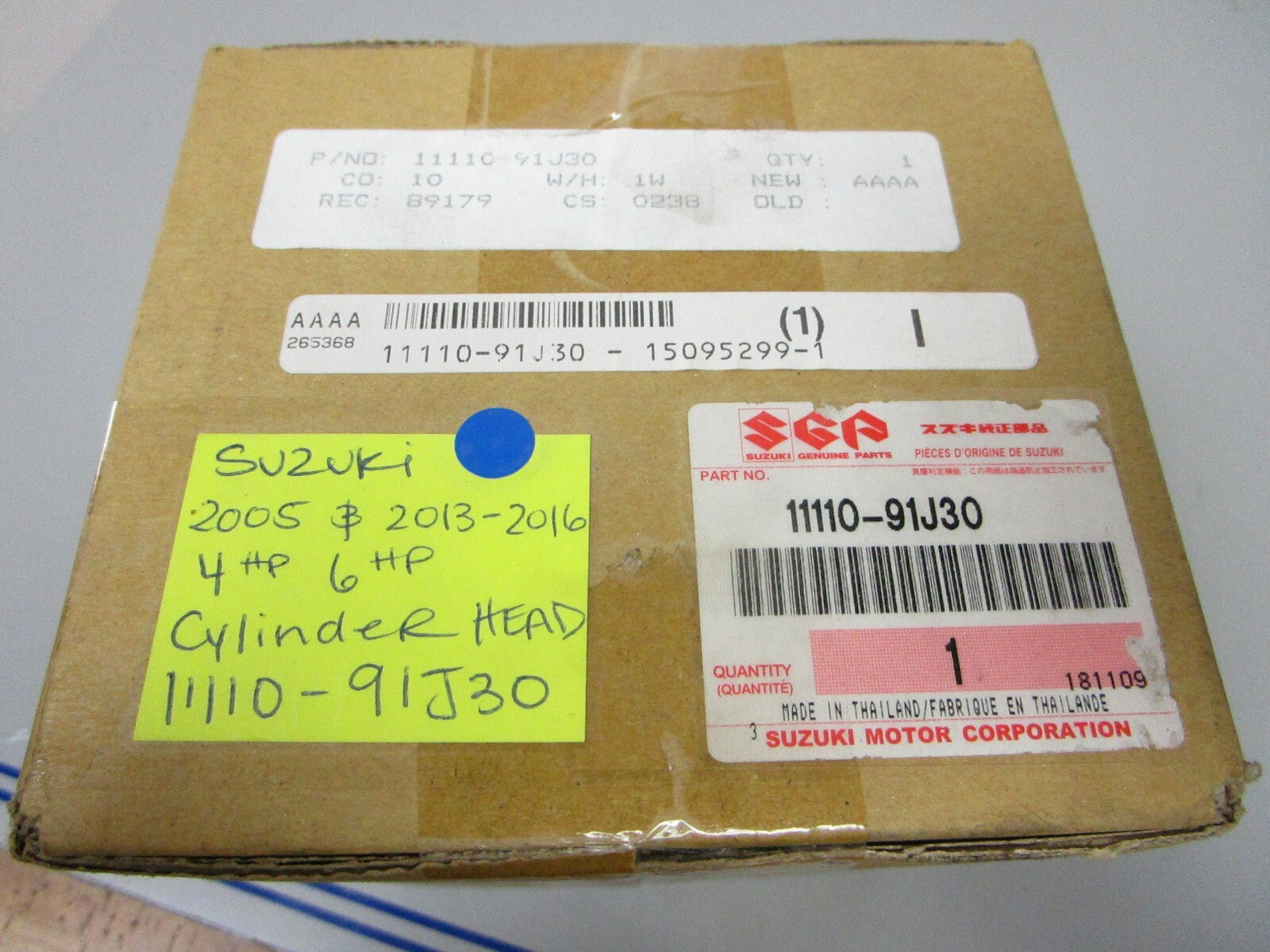 *NEW OEM* 0720 Suzuki 4hp 6hp 2005 2013-2016 Cylinder Head 11110-91J30
