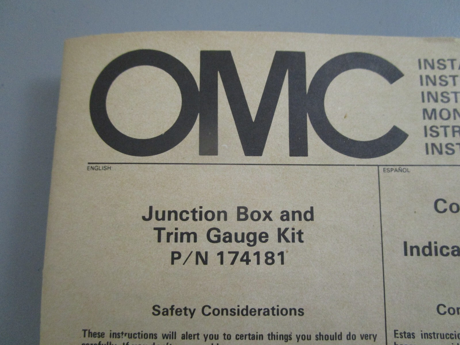 *NEW OEM* 0820 OMC Johnson Evinrude Junction Box & Trim Gauge Kit 174181 0174181